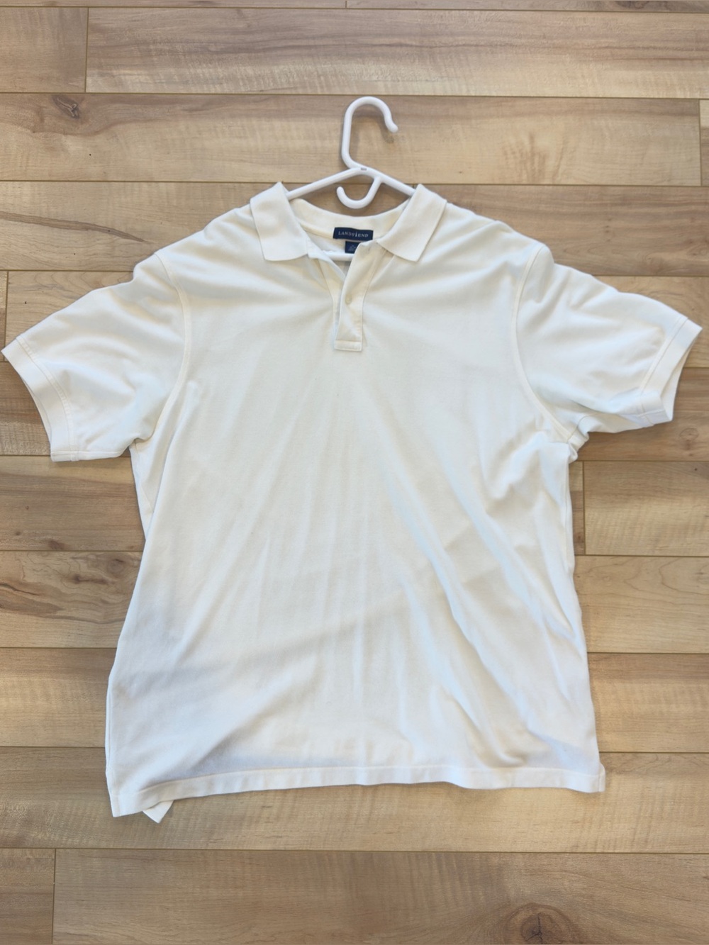 Lands' End Men's White Short-Sleeve Polo